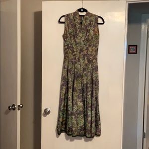 Satin flowered handmade dress